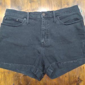 Madewell High Rise Denim Boyshorts in Faded Black - Zippered Edition‎